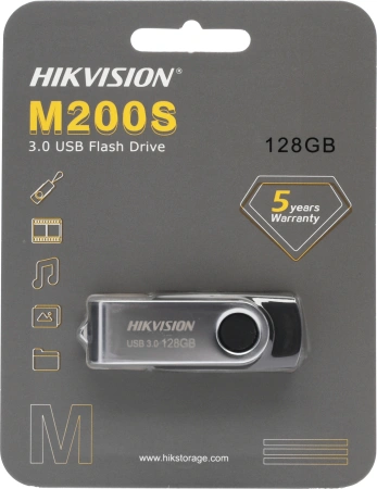 Флеш Диск Hikvision 128GB M200S HS-USB-M200S/128G/U3 USB3.0 серебристый/черный