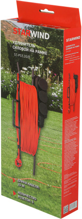 Удлинитель силовой Starwind ST-PS3.20/B 3x1.0кв.мм 3розет. 20м ПВС 10A пласт.рамка оранжевый