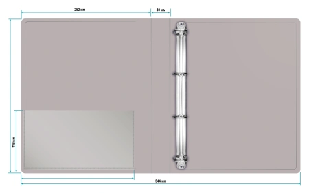 Папка на 4-х D-кольцах Бюрократ -0840/4DGREY A4 пластик 0.8мм кор.40мм внутр. с вставкой серый