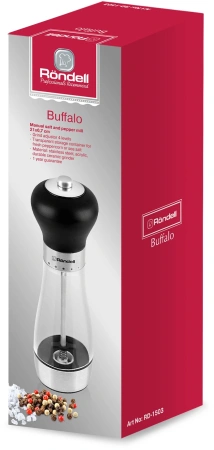 Мельница для перца/соли Rondell Buffalo RD-1503 стальной/черный упак.:подарочная коробка