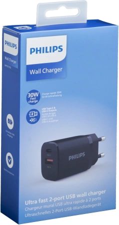 Сетевое зар./устр. Philips DLP5331 30W 1.5A (PD) USB/USB Type-C универсальное черный (DLP5331CB/74)