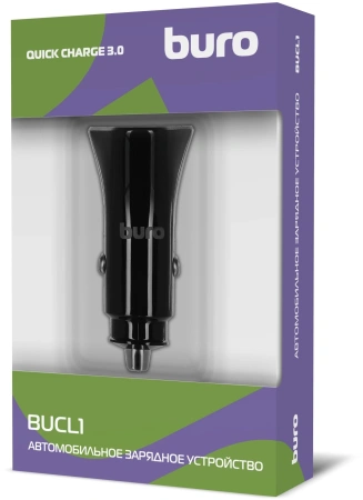 Автомобильное зар./устр. Buro BUCL1 18W 3A (QC) USB-A универсальное черный (BUCL18P100BK)