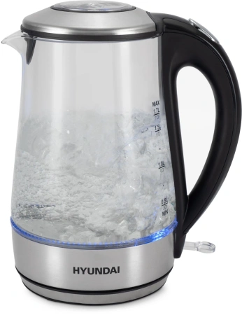 Чайник Hyundai HYK-G8406 1.7л. 2200Вт прозрачный/черный (металл)