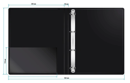 Папка на 4-х кольцах Бюрократ -0818/4RBLCK A4 пластик 0.7мм кор.18мм внутр. с вставкой черный