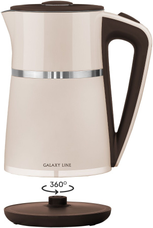 Чайник Galaxy Line GL 0339 1.7л. 2200Вт бежевый (металл/пластик)