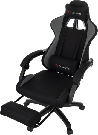 Кресло игровое Zombie Shadow черный/серый с подголов. крестов. пластик подст.для ног пластик черный