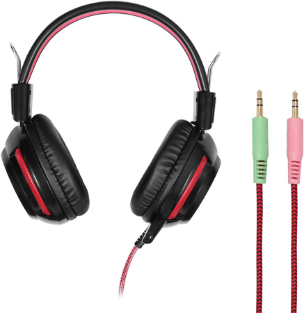 Наушники с микрофоном Оклик HS-G300 ARMAGEDDON черный/красный 2.3м мониторные оголовье (337457)