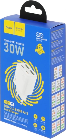 Сетевое зар./устр. Hoco N56 Fundador 30W 3A (PD) 2xUSB/USB type-C универсальное белый (32508)