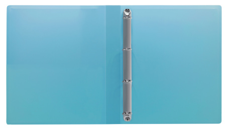 Папка панорама на 4-х кольцах Бюрократ Pastel PAST0740/4RBLUE A4 пластик 0.7мм кор.40мм торц.карм с бум. встав голубой