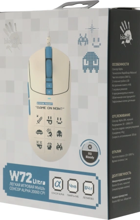 Мышь A4Tech Bloody W72 Ultra Pixels Blue рисунок/бежевый/голубой оптическая 20000dpi USB 6but (W72 ULTRA)