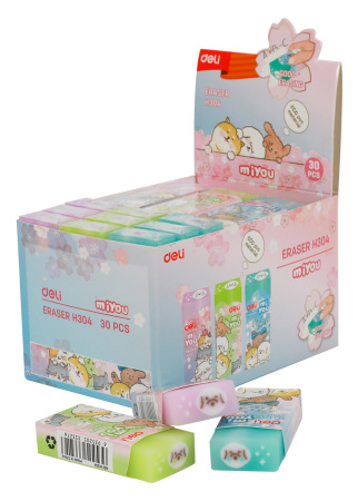 Ластик Deli EH304 прямоугольный 60x24x12мм ассорти индивидуальная картонная упаковка