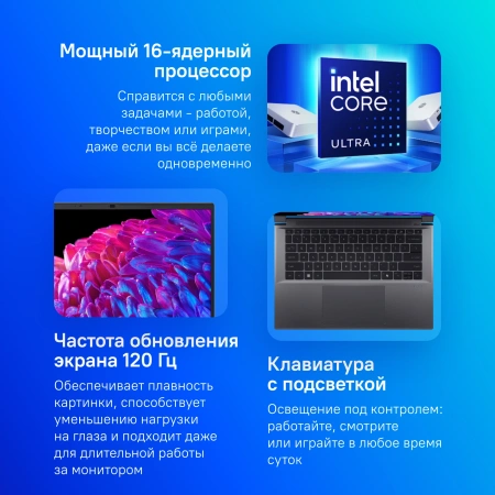 Ноутбук Acer Swift X 14 SFX14-72G-72DH Core Ultra 7 155H 32Gb SSD1Tb NVIDIA GeForce RTX4070 8Gb 14.5" OLED WQXGA+ (2880x1800) noOS metall WiFi BT Cam (NX.KTUCD.001)