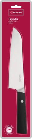 Нож кухонный Rondell Spata RD-1139 стальной сантоку лезв.178мм прямая заточка черный блистер