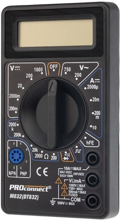 Мультиметр PROconnect M832 DT832 цифровой черный (13-3012)