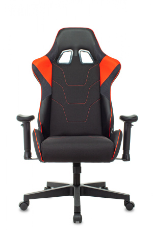 Кресло игровое Zombie Thunder 1 черный/красный ткань/эко.кожа с подголов. крестов. пластик