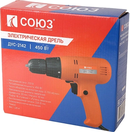 Дрель-шуруповерт Союз ДУС-2142 450Вт патрон:быстрозажимной
