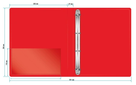 Папка на 4-х кольцах Бюрократ -0827/4RRED A4 пластик 0.7мм кор.27мм внутр. с вставкой красный
