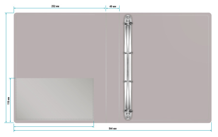 Папка на 4-х кольцах Бюрократ -0840/4RGREY A4 пластик 0.8мм кор.40мм внутр. с вставкой серый