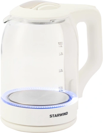 Чайник электрический Starwind SKG1056 1.8л. 2000Вт белый/прозрачный (корпус: стекло)
