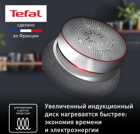 Сковорода ВОК (WOK) Tefal Natural Force G2661972 круглая 28см покрытие: Mineralia+ non-stick ручка несъемная (без крышки) серый (2100118262)