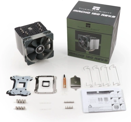 Устройство охлаждения(кулер) Thermalright Macho 120 Rev.B Soc-AM4/AM3+/1150/1151/1200/2011/2066/1700 черный 4-pin 19-25dB Al+Cu Ret (MACHO-120-B)