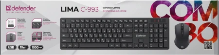 Клавиатура + мышь Defender Lima C-993 клав:черный мышь:черный USB беспроводная Multimedia (45993)