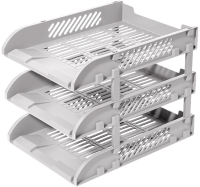 Лоток горизонтальный Deli E9213 GREY E9213 сборный для бумаг 325x241x155мм серый пластик (упак.:3шт) пластиковый пакет