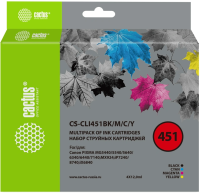 Картридж струйный Cactus CS-CLI451BK/M/C/Y черный/голубой/желтый/пурпурный набор (40.8мл) для Canon MG6340/5440/IP7240