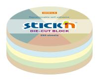 Блок самоклеящийся бумажный Stick`n 21831 67x67мм 250лист. пастель+крафт ассорти "круг"