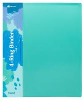 Папка панорама на 4-х кольцах Бюрократ Pastel PAST0740/4RGRN A4 пластик 0.7мм кор.40мм торц.карм с бум. встав мятный