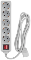 Сетевой фильтр PC Pet AP01006-E-G 1.8м (5 розеток) серый (пакет ПЭ)