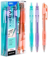 Набор ручек гелев. Deli Arris (EG09-BK-P) авт. корп.прозрачный/серый d=0.5мм чернила черн. кор.карт.