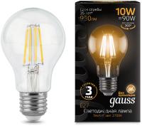 Лампа филам. Gauss 10Вт цок.:E27 шар 220B 2700K св.свеч.бел.теп. A60 (упак.:10шт) (102802110)