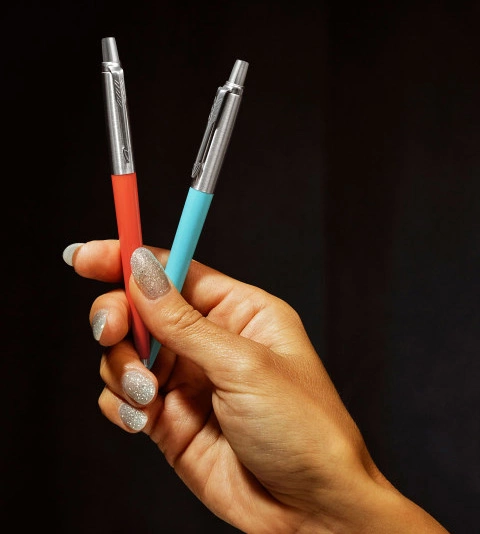 Набор ручек Parker Jotter Originals 70s Glam Rock (2162141) Azure Blue/Vermilion M син. черн. блистер ручка шариковая 2шт.