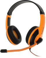 Наушники с микрофоном Defender Warhead G-120 оранжевый/черный 2м накладные оголовье (64099)