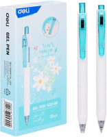 Ручка гелев. Deli EG22-GN корп.белый/зеленый d=0.5мм чернила зел. кор.