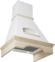 Вытяжка каминная Elikor Floreale 90П-650-П3Д белый муар управление: кнопочное (1 мотор)