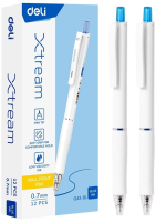 Ручка шариков. автоматическая Deli Xtream EQ42-BL белый/белый d=0.7мм син. черн. кругл. резин. манжета