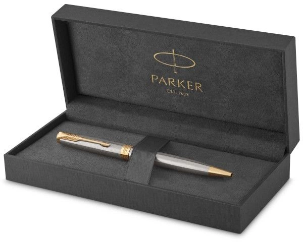 Ручка шариков. Parker Sonnet Core K527 (CW1931507) Stainless Steel GT M черн. черн. подар.кор.