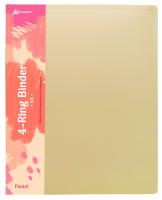 Папка панорама на 4-х кольцах Бюрократ Pastel PAST0740/4RYEL A4 пластик 0.7мм кор.40мм торц.карм с бум. встав желтый