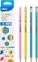 Карандаш ч/г Deli EC011-2B Comiko 2B шестигран. липа кор.европод. (12шт) ластик