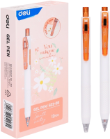 Ручка гелев. Deli EG22-OR авт. корп.белый/оранжевый d=0.5мм чернила оран. кор.