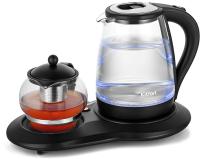 Чайный набор Kitfort КТ-6178 2л. 1500Вт черный (стекло/пластик)