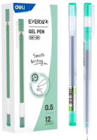 Ручка гелев. Deli Every EG67-GN прозрачный d=0.7мм зел. черн.