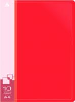 Папка с 10 прозр.вклад. Бюрократ -BPV10RED A4 пластик 0.6мм торц.карм с бум. встав красный