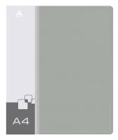 Папка на 4-х кольцах Бюрократ -0840/4RGREY A4 пластик 0.8мм кор.40мм внутр. с вставкой серый