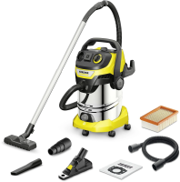Строительный пылесос Karcher WD 6 P S V-30/6/22/T + DDC (YSY) 1300Вт (уборка: сухая/сбор воды) желтый