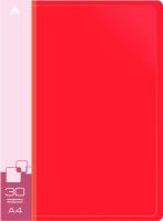 Папка с 30 прозр.вклад. Бюрократ -BPV30RED A4 пластик 0.65мм торц.карм с бум. встав красный