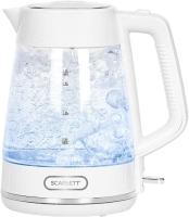 Чайник электрический Scarlett SC-EK27G104 1.7л. 2200Вт белый корпус: стекло/пластик