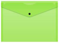 Конверт на кнопке Бюрократ Double Neon DNEPK803A4LETT A4 гориз. пластик 0.15мм салатовый